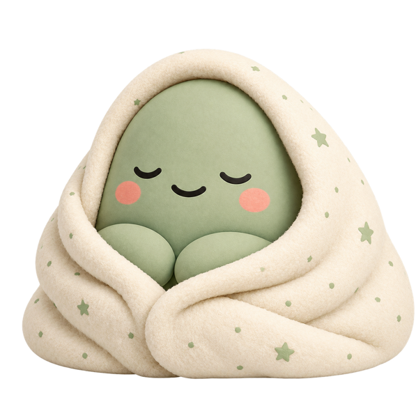 Brian, the Burnout Buddy character, wrapped up in a blanket